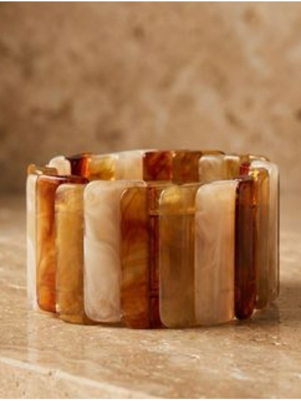 🔥🔥🆕Jennifer & Company Elegant Multi Brown Marbled Resin Stretch Bracelet